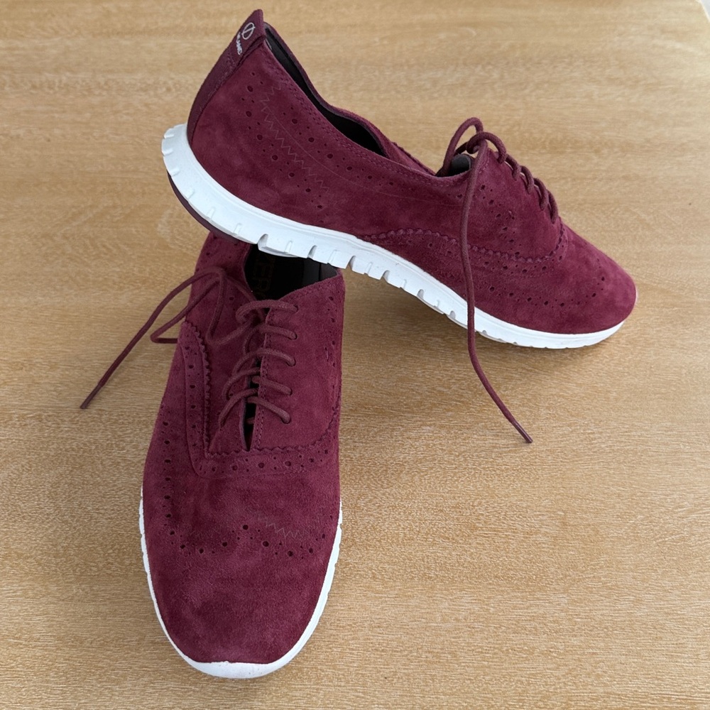Cole Haan Zero Grand Wine Suede Oxfords - Picture 2 of 4